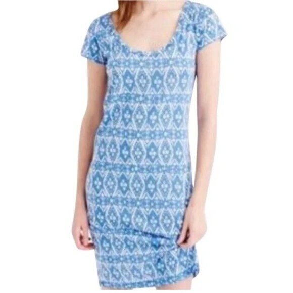 J. Crew Dresses & Skirts - J. Crew Cornflower Blue Ikat Print Scoop Neck Lightweight Dress Size Large
